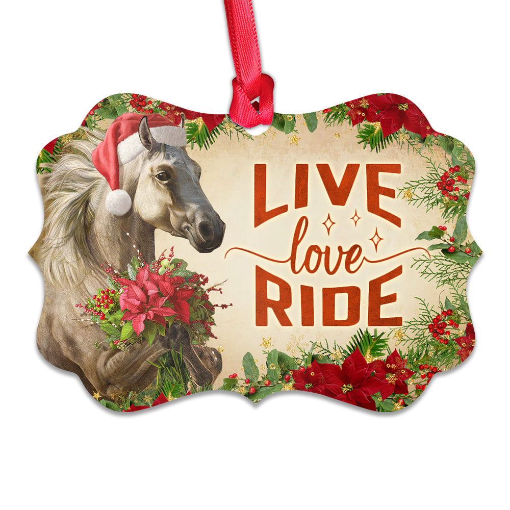 Horse Live Love Ride - Horizontal Ornament - Owls Matrix LTD