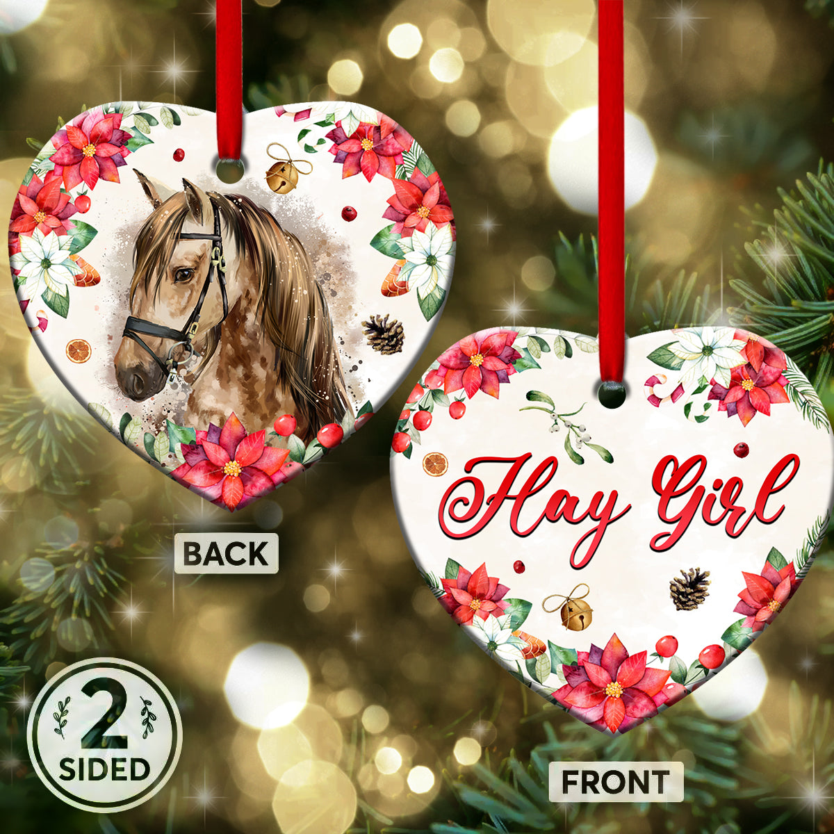 Horse Lover Hay Girl - Heart Ornament - Owls Matrix LTD
