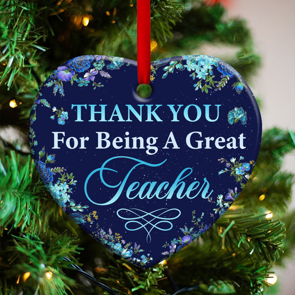 Teacher Thank You For Being A Great Teacher - Heart Ornament - Owls Matrix LTD