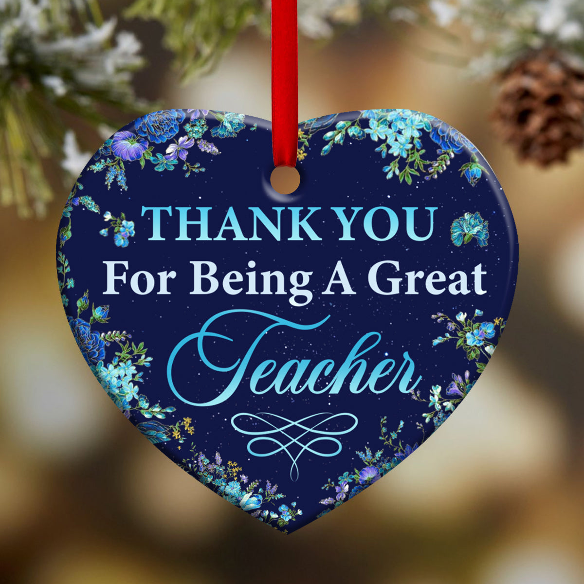 Teacher Thank You For Being A Great Teacher - Heart Ornament - Owls Matrix LTD