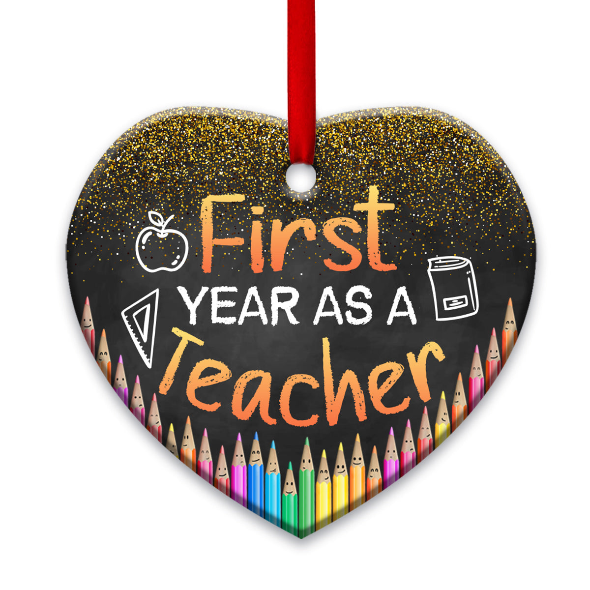 Teacher First Year As A Teacher - Heart Ornament - Owls Matrix LTD