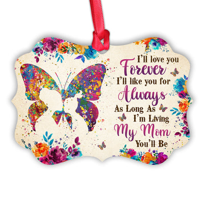 Family Mom Gift I Will Love You Forever - Horizontal Ornament - Owls Matrix LTD