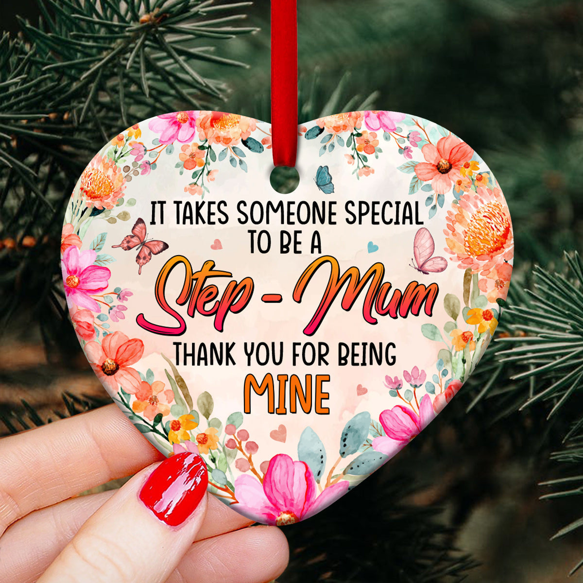 Mother Gift Special To Be A Step Mum - Heart Ornament - Owls Matrix LTD