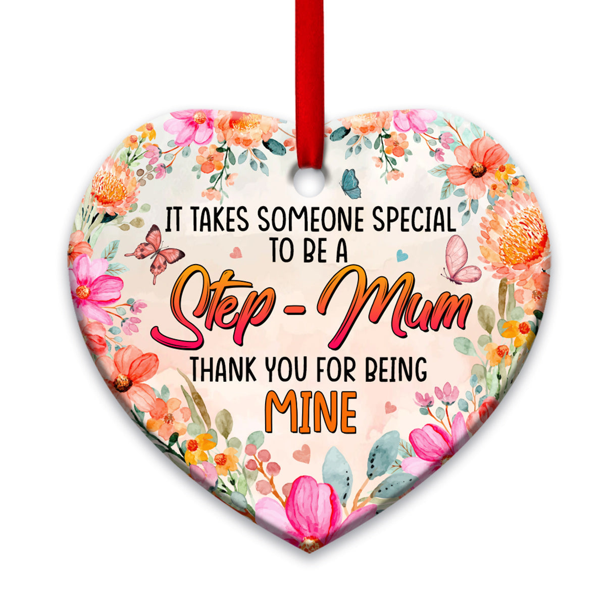 Mother Gift Special To Be A Step Mum - Heart Ornament - Owls Matrix LTD