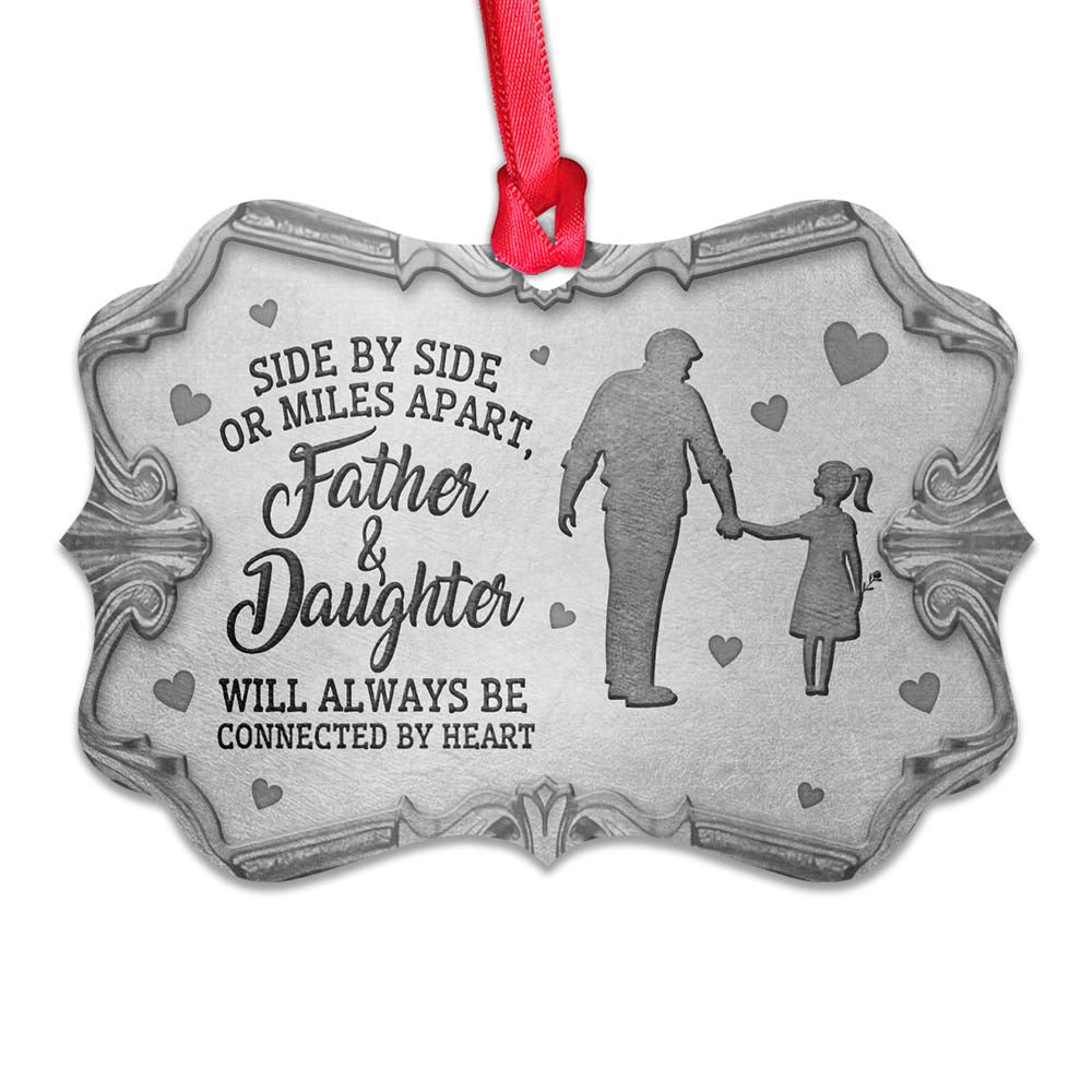 Family Gift Father And Daughter Will Always Be Connected By Heart Personalized - Horizontal Ornament - Owls Matrix LTD