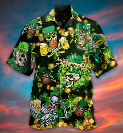 Irish Skull Love Beer - Hawaiian Shirt - Owls Matrix LTD