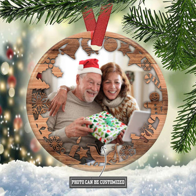 Christmas Gift Love Family Custom Photo - Circle Ornament - Owls Matrix LTD
