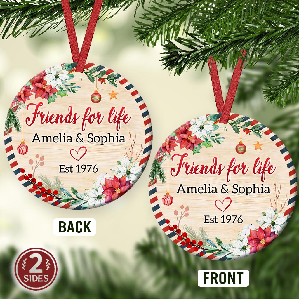 Christmas Gift Friends For Life Personalized - Circle Ornament - Owls Matrix LTD