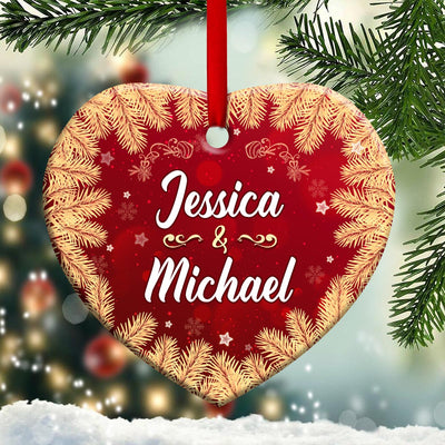 Christmas Gift Tis The Season To Be In Love Personalized - Heart Ornament - Owls Matrix LTD