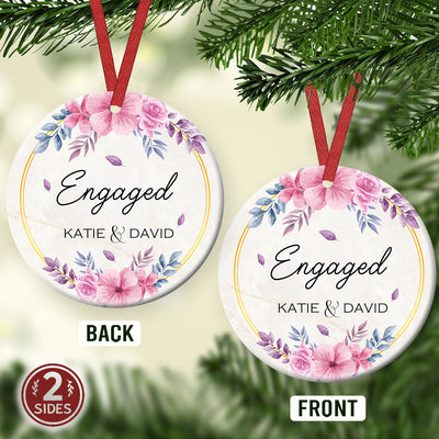 Christmas Gift Engaged Style Personalized - Circle Ornament - Owls Matrix LTD
