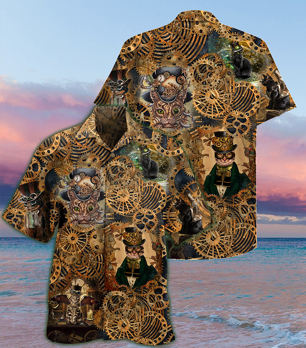 Cat Love Machine Vintage - Hawaiian Shirt - Owls Matrix LTD
