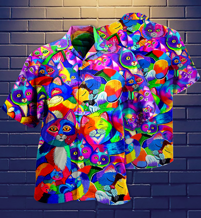 Cat Colorful Rainbow - Hawaiian Shirt - Owls Matrix LTD