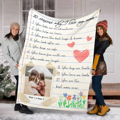 Family 10 Reasons Why I Love You Custom Photo Personalized - Flannel Blanket - Owls Matrix LTD