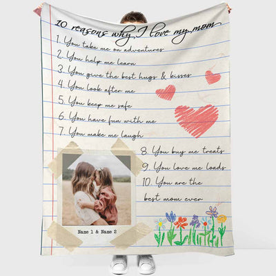 Family 10 Reasons Why I Love You Custom Photo Personalized - Flannel Blanket - Owls Matrix LTD