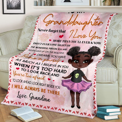 Black Girl To My Granddaughter African - Flannel Blanket - Owls Matrix LTD