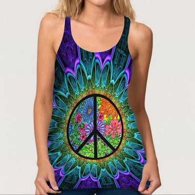 Hippie Peaceful Eye-opening - Cross Open Back Tank Top - Owls Matrix LTD