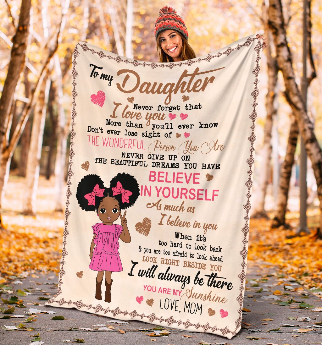 Black Girl To My Daughter African American - Flannel Blanket - Owls Matrix LTD