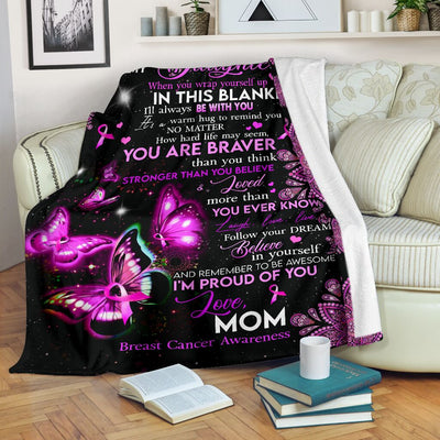 Breast Cancer To My Daughter Breast Cancer Awareness - Flannel Blanket - Owls Matrix LTD