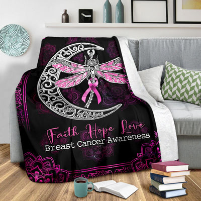 Butterfly Never Give Up Breast Cancer Awareness - Flannel Blanket - Owls Matrix LTD