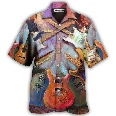 Hawaiian Shirt / Adults / S Guitar Abstract Colorful Lover Guitar Art Style - Hawaiian Shirt - Owls Matrix LTD