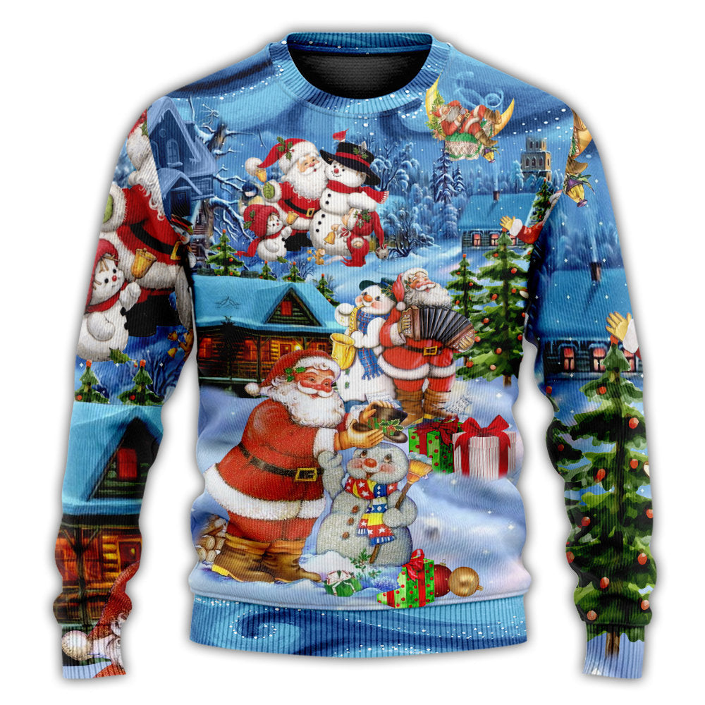 Christmas Sweater / S Christmas Santa And Snowman Best Friends - Sweater - Ugly Christmas Sweaters - Owls Matrix LTD