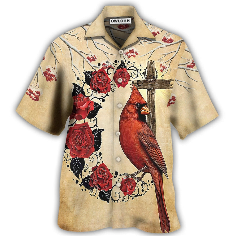 Hawaiian Shirt / Adults / S Cardinal A Big Piece Of My Heart Lives In Heaven - Hawaiian Shirt - Owls Matrix LTD