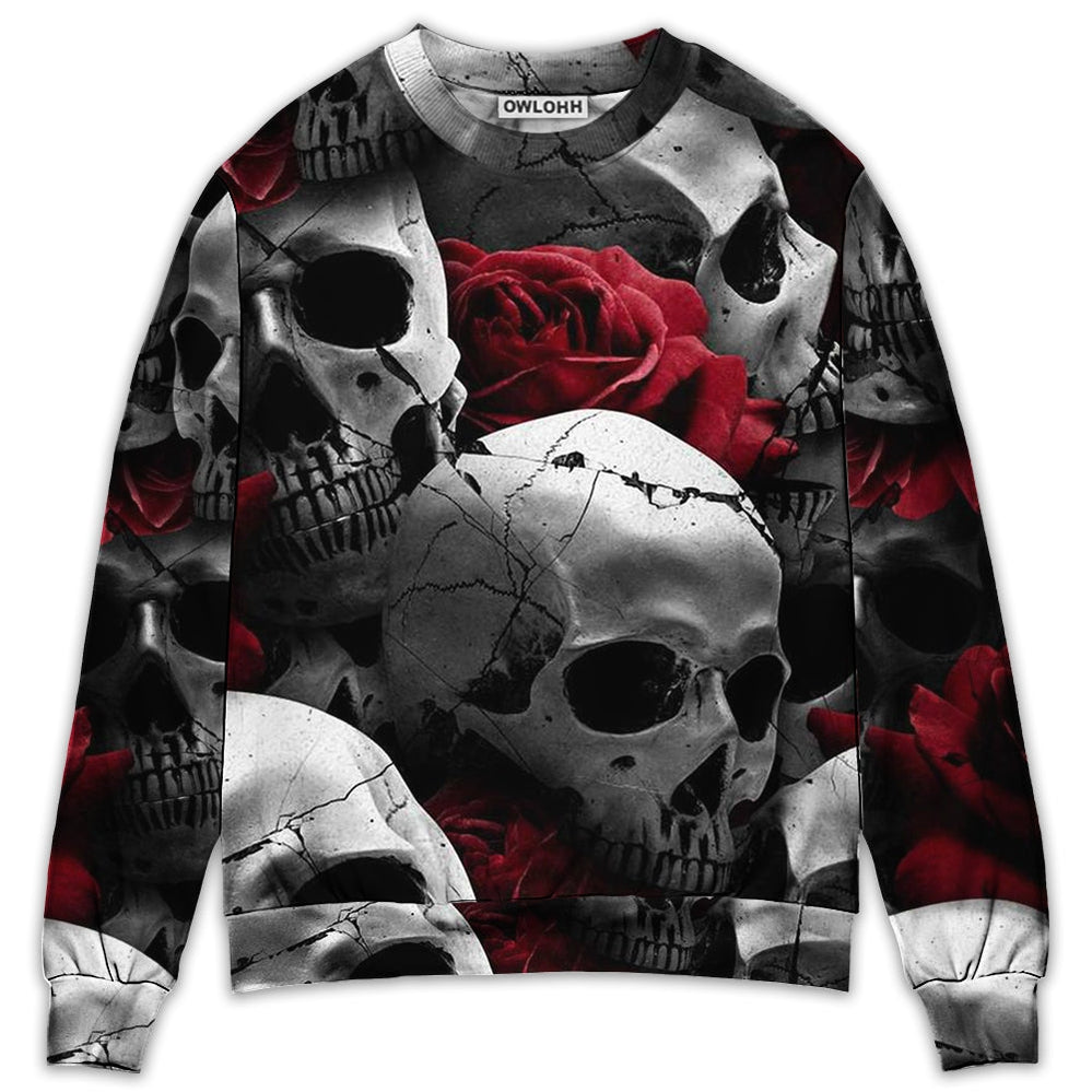 Sweater / S Skull Death Love Rose - Sweater - Ugly Christmas Sweaters - Owls Matrix LTD