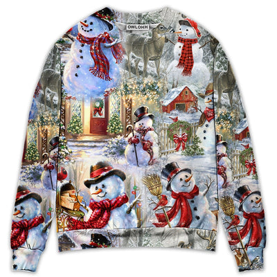 Sweater / S Christmas Snowman Merry Xmas - Sweater - Ugly Christmas Sweaters - Owls Matrix LTD