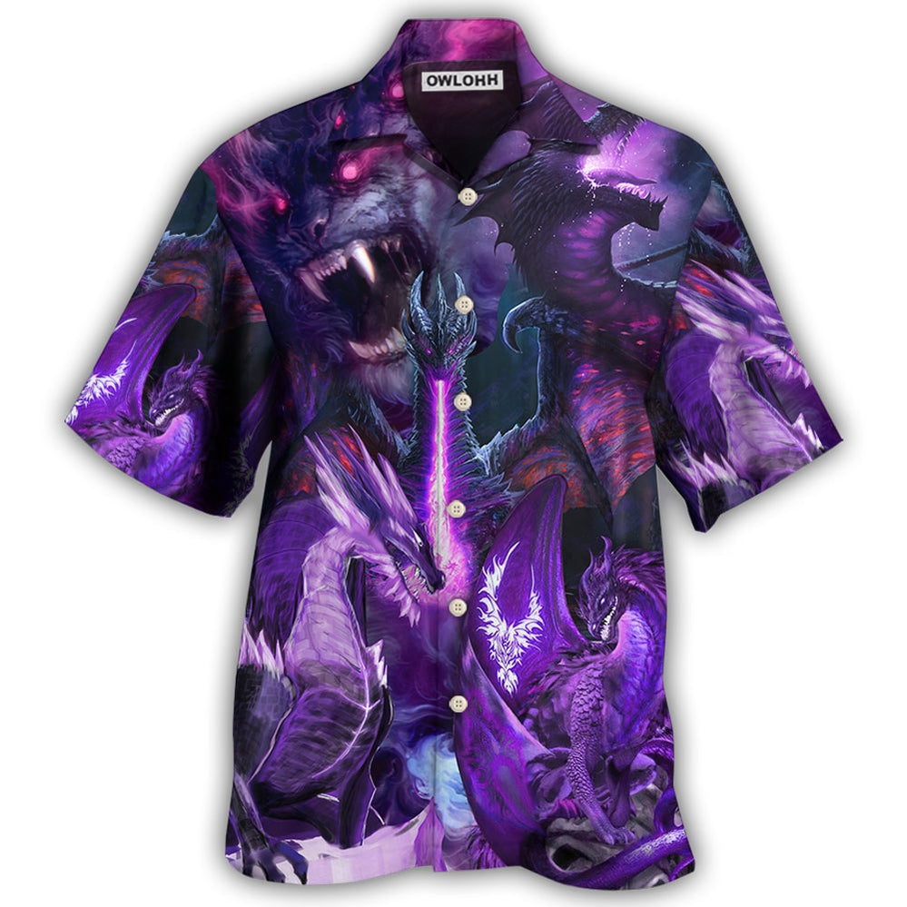 Hawaiian Shirt / Adults / S Dragon Dark Purple Lightning Art Style - Hawaiian Shirt - Owls Matrix LTD