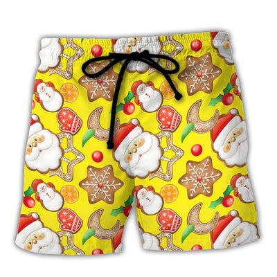 Beach Short / Adults / S Christmas Santa Snowman Gingerbread And Sweets - Beach Short - Owls Matrix LTD