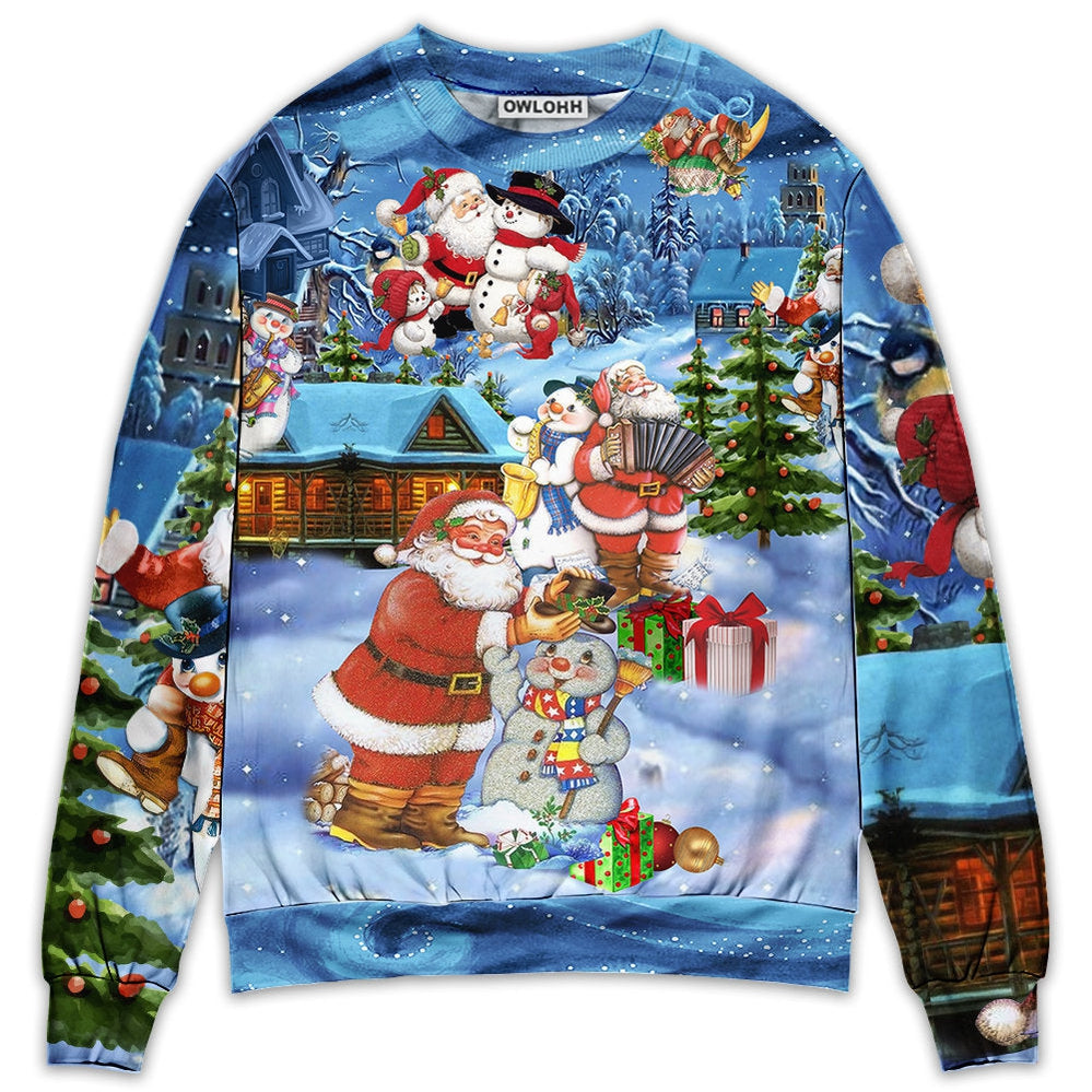 Sweater / S Christmas Santa And Snowman Best Friends - Sweater - Ugly Christmas Sweaters - Owls Matrix LTD