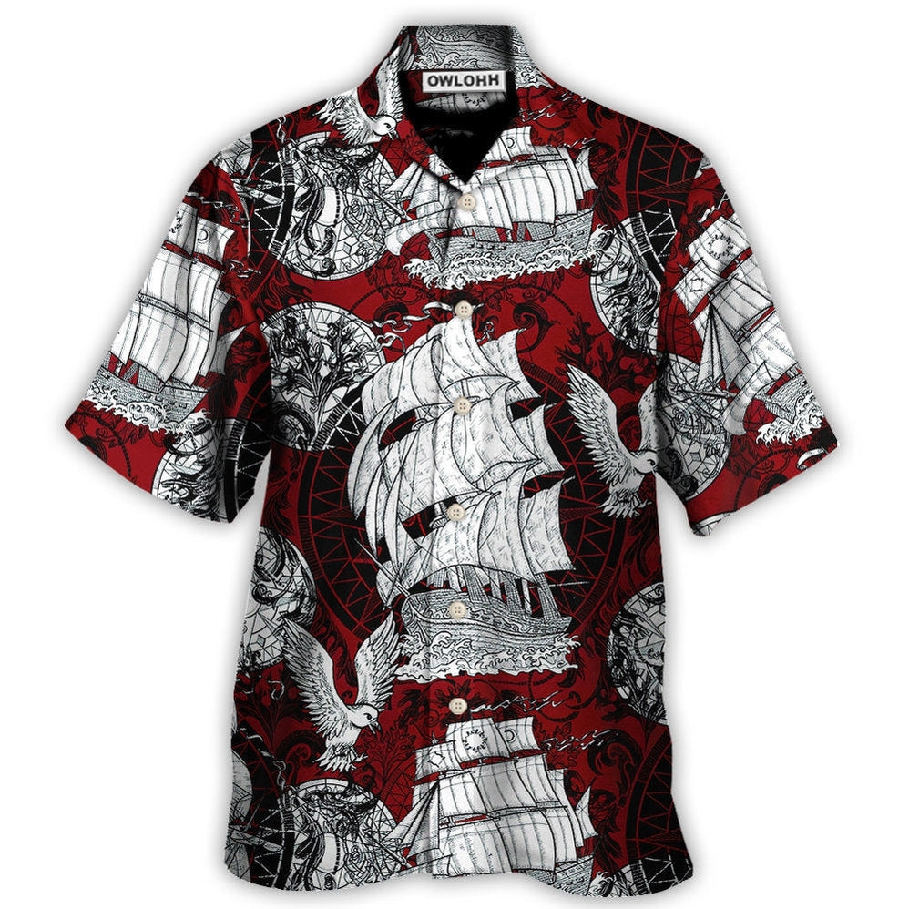 Hawaiian Shirt / Adults / S Sailing Ship Old Vintage Anchor Sea Life - Hawaiian Shirt - Owls Matrix LTD
