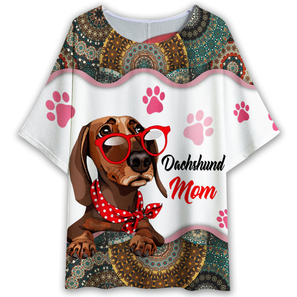 S Dachshund Mom Love Style - Women's T-shirt With Bat Sleeve - Owls Matrix LTD