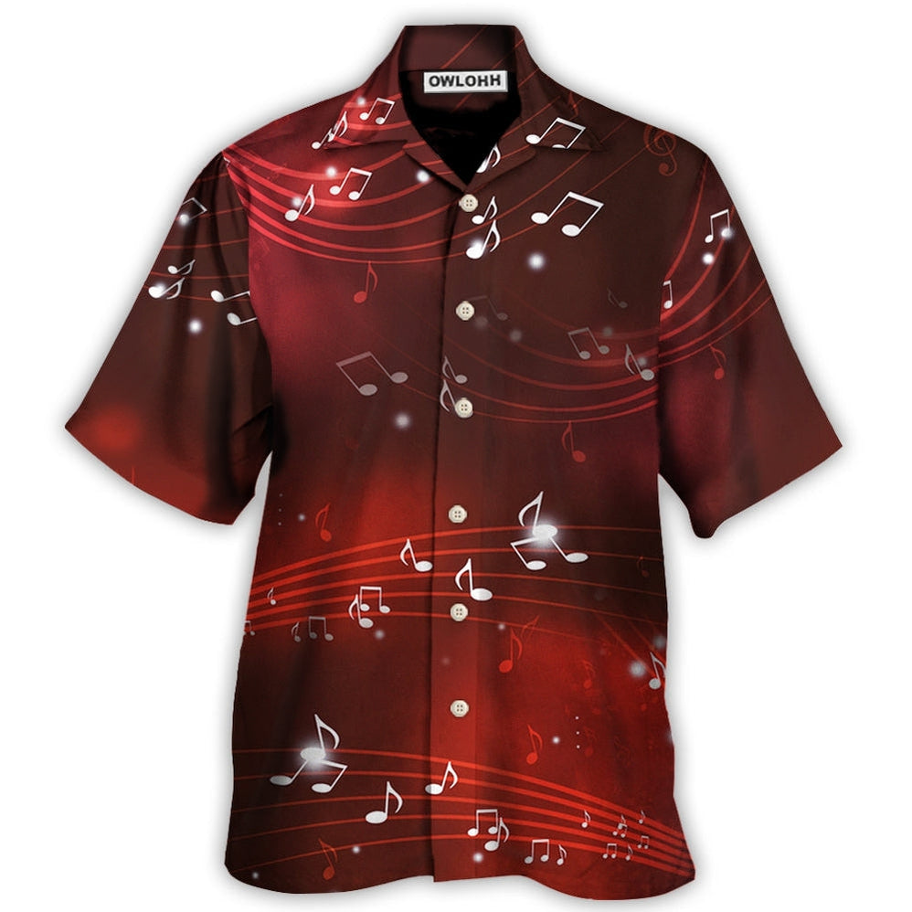 Hawaiian Shirt / Adults / S Music Musical Notes And Blurry Lights On Dark Red - Hawaiian Shirt - Owls Matrix LTD