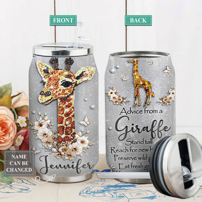 S Giraffe Advice Jewelry Style - Soda Can Tumbler - Owls Matrix LTD