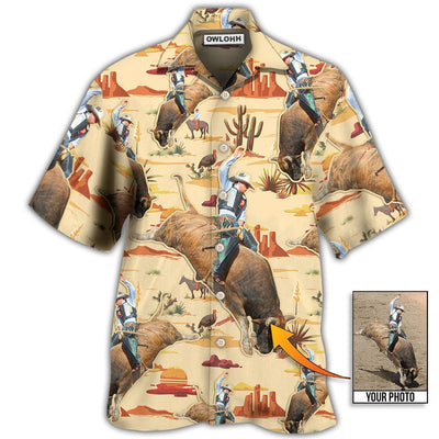 Hawaiian Shirt / Adults / S Cowboy Bull Riding Tropical Custom Photo - Hawaiian Shirt - Owls Matrix LTD