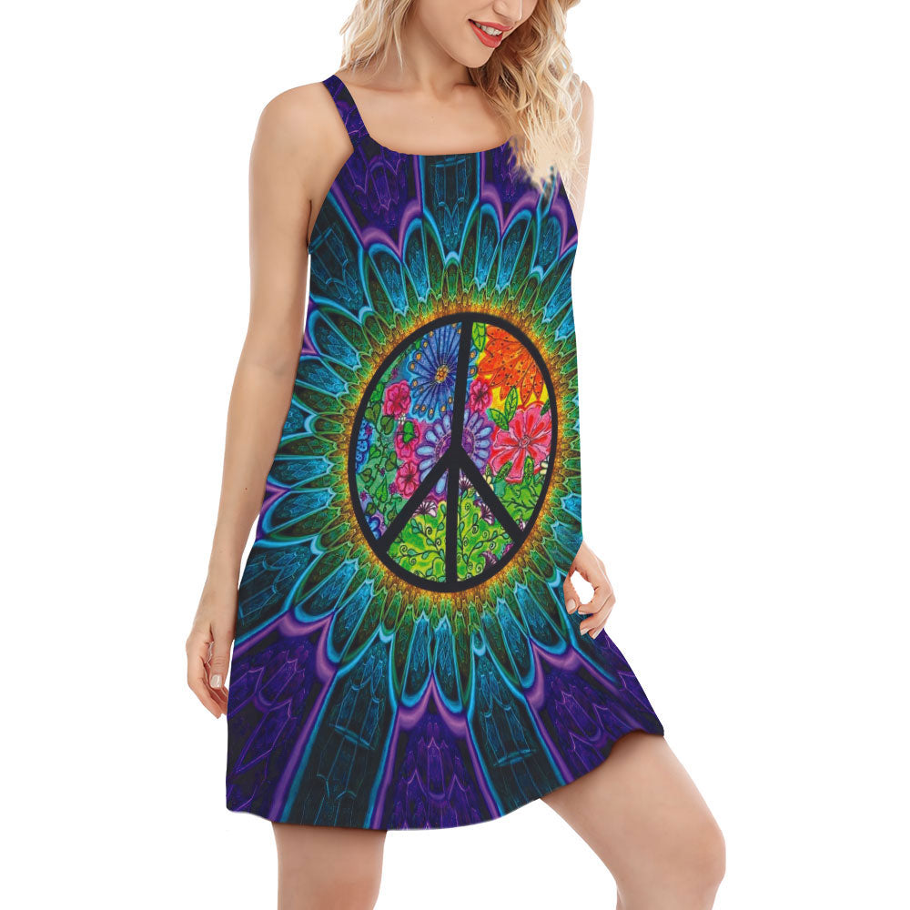 S Hippie Sign Style Lover Hippie - Women's Sleeveless Cami Dress - Owls Matrix LTD
