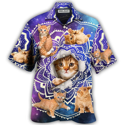 Hawaiian Shirt / Adults / S Cat Tabby Cat Yoga Galaxy Yoga Pose Funny - Hawaiian Shirt - Owls Matrix LTD