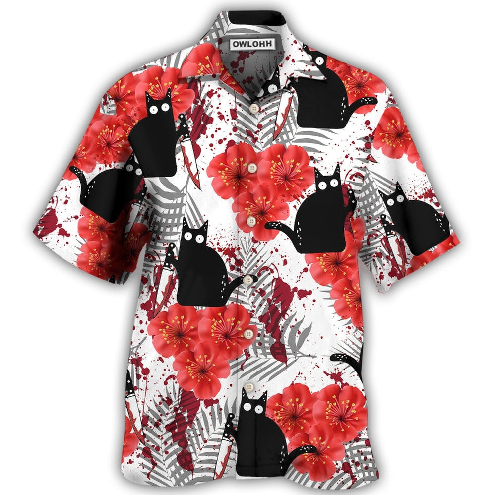 Hawaiian Shirt / Adults / S Black Cat Blood Stains - Hawaiian Shirt - Owls Matrix LTD