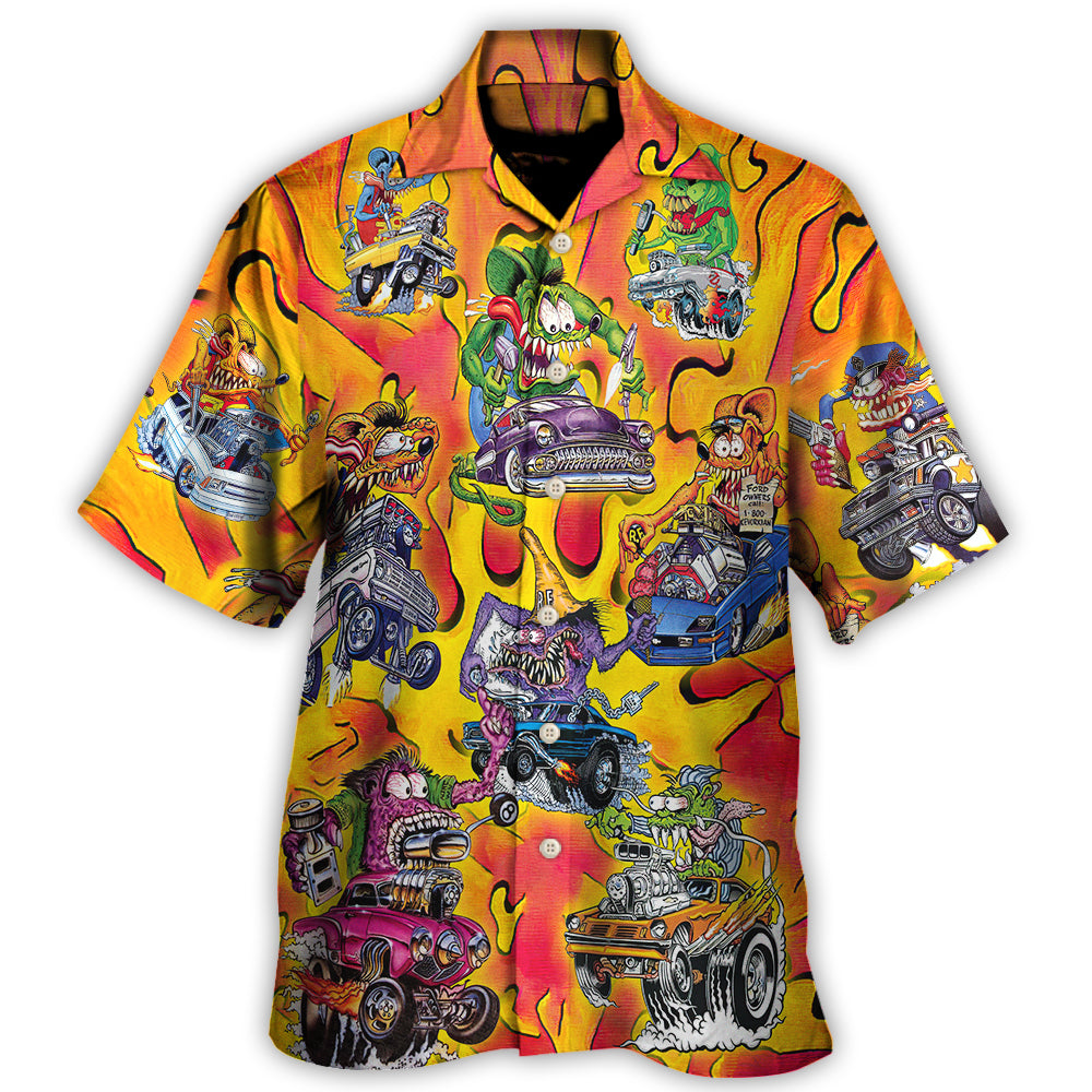 Hawaiian Shirt / Adults / S Hot Rod Vintage Racing Savage Burn Energy - Hawaiian Shirt - Owls Matrix LTD
