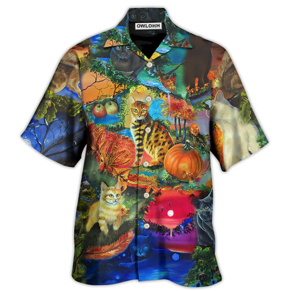Hawaiian Shirt / Adults / S Cat Secret Another World - Hawaiian Shirt - Owls Matrix LTD