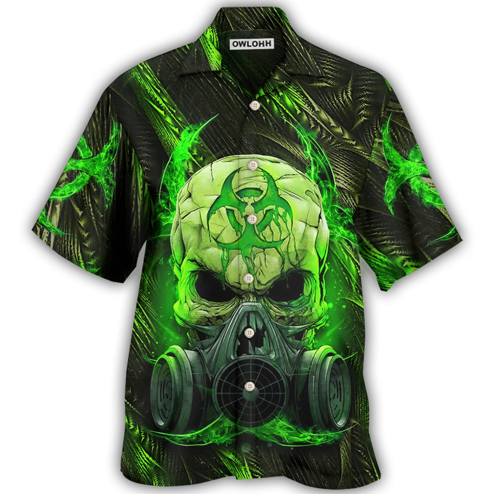 Hawaiian Shirt / Adults / S Skull Mask Green Lighting - Hawaiian Shirt - Owls Matrix LTD