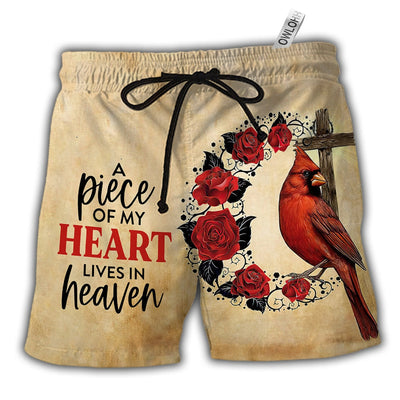 Beach Short / Adults / S Cardinal A Big Piece Of My Heart Lives In Heaven - Beach Short - Owls Matrix LTD