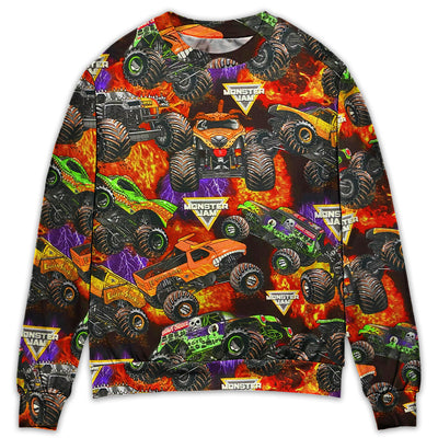 Truck Packed Monster Style Trucks - Sweater - Ugly Christmas Sweaters - Owls Matrix LTD