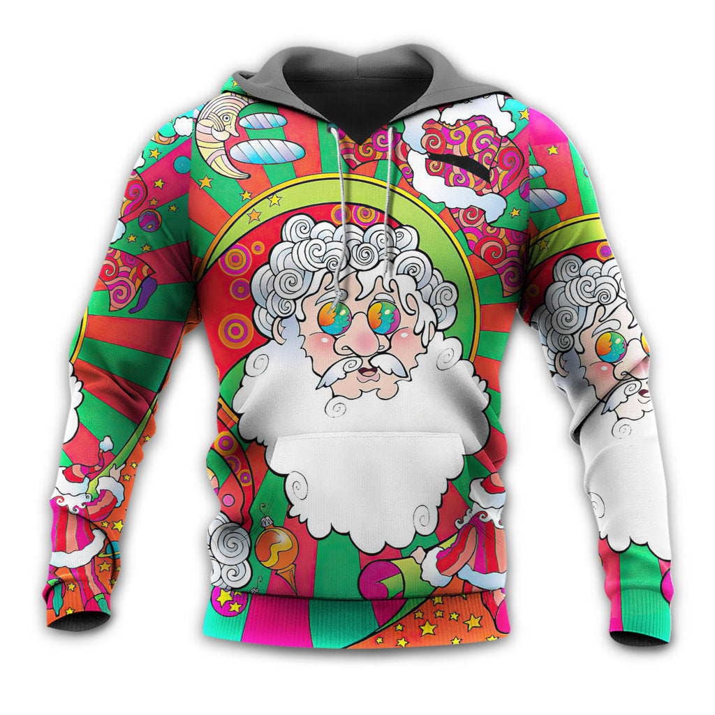 Unisex Hoodie / S Christmas Santa Claus Psychedelic Colorful Hippie - Hoodie - Owls Matrix LTD