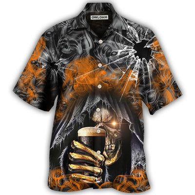 Hawaiian Shirt / Adults / S Skull Dark Drinking Orange Smoke Lighting - Hawaiian Shirt - Owls Matrix LTD