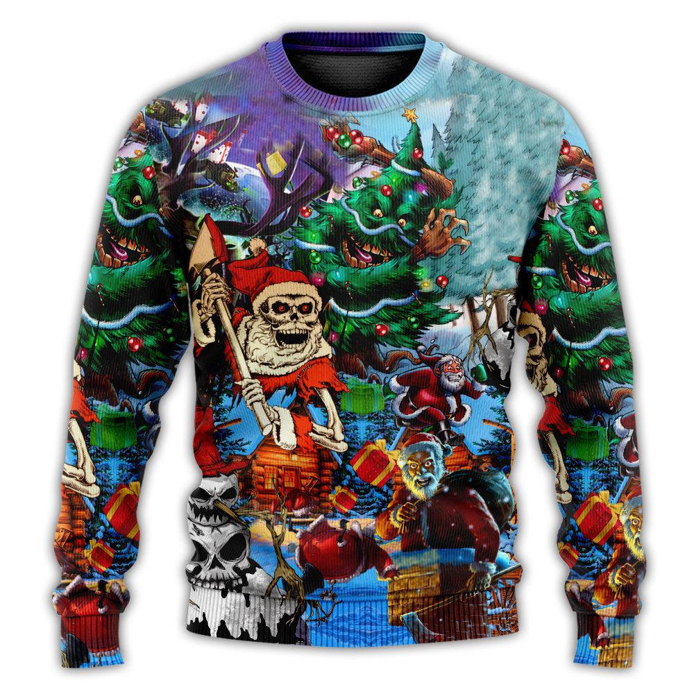 Christmas Sweater / S Christmas Skull And Christmas Scary - Sweater - Ugly Christmas Sweaters - Owls Matrix LTD