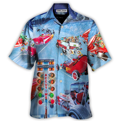 Hawaiian Shirt / Adults / S Christmas Santa Claus Start Drag Racing Light - Hawaiian Shirt - Owls Matrix LTD