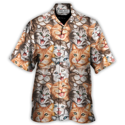 Hawaiian Shirt / Adults / S Cat Cute Happy Life With Funny Little Cat - Hawaiian Shirt - Owls Matrix LTD