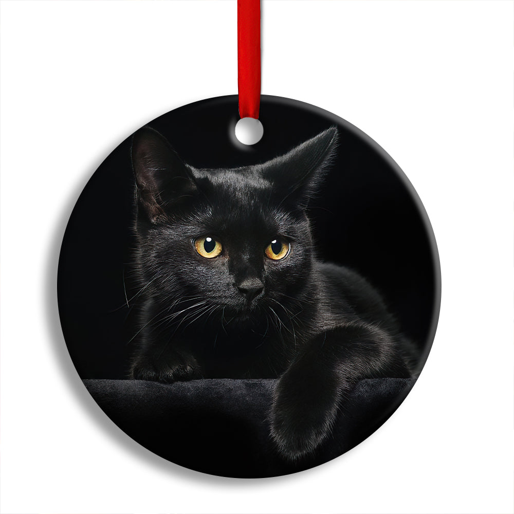 Pack 1 Black Cat Kitty Lover - Circle Ornament - Owls Matrix LTD